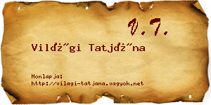 Világi Tatjána névjegykártya
